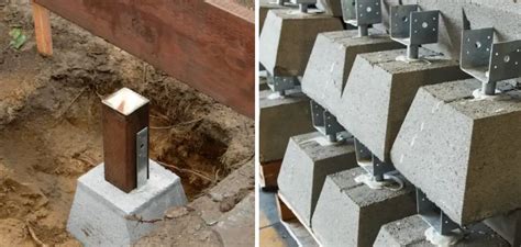 how to use concrete pier block with metal bracket|adjustable concrete pier block.